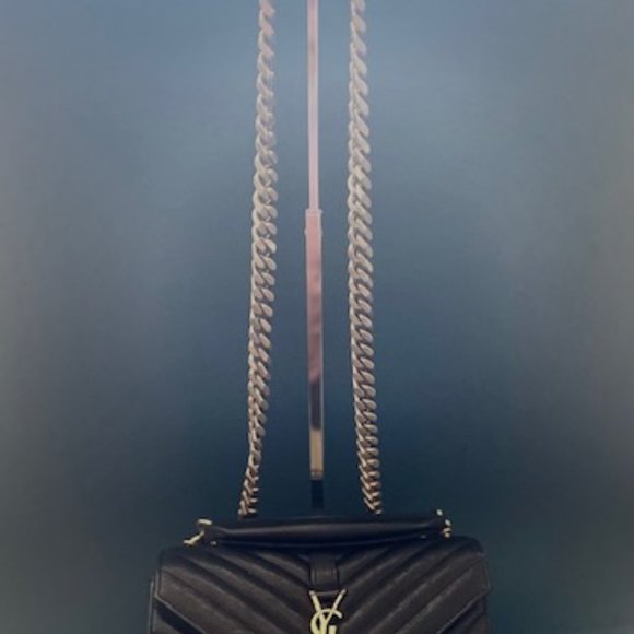 YSL MEDIUM COLLEGE IN QUILTED LEATHER $ 2,650  LAMBSKIN SATCHEL - Picture 1 of 12